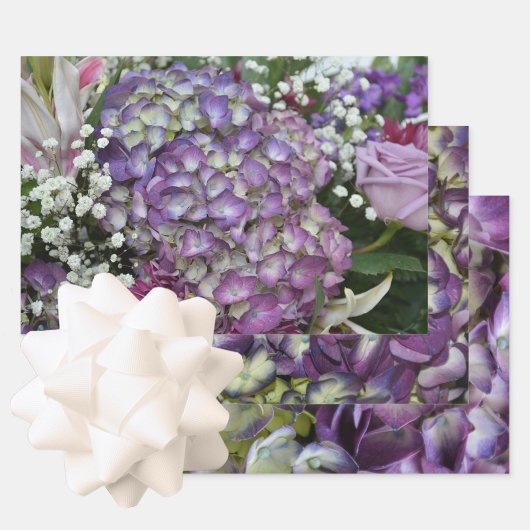 Feuille De Papier Cadeau Hydrangea Purple Botanique Floral Photographique