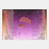 Feuille De Papier Cadeau Hydrangea Purple Or Métallal Floral (Devant 2)