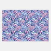 Feuille De Papier Cadeau Hydrangée rose bleu florale en fleur (Devant)