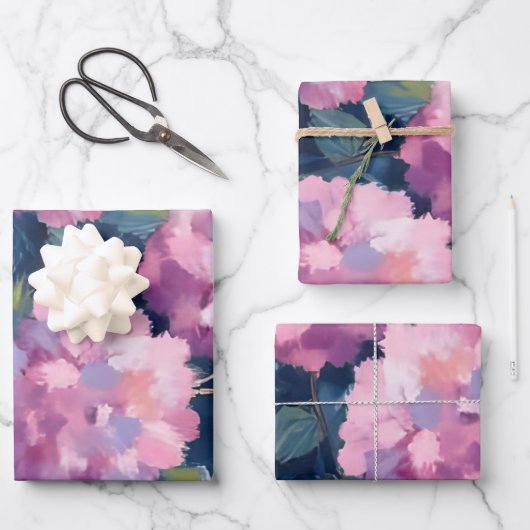Feuille De Papier Cadeau Hydrangée rose pâle (Recto)