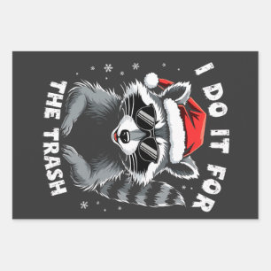 Feuille De Papier Cadeau I Do It for the Trash Funny Christmas Raccoon