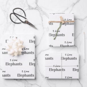 Feuille De Papier Cadeau I Love Elephants