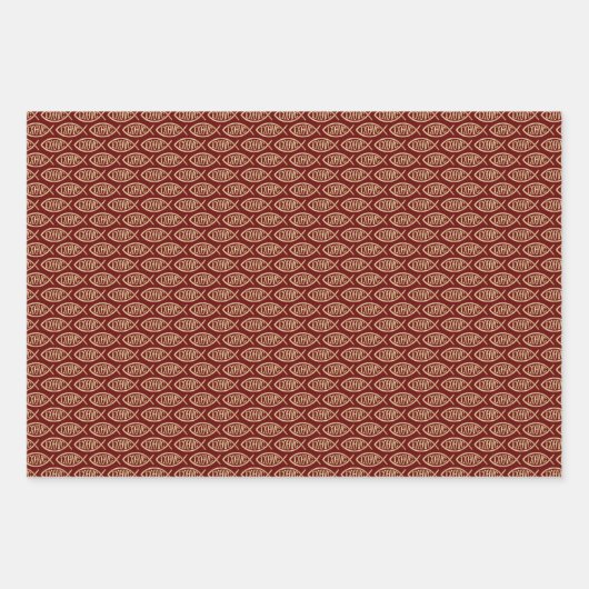 Feuille De Papier Cadeau Ichthys Christian Symbol Pattern (Devant 3)