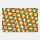 Feuille De Papier Cadeau Icône Bitcoin en orange et gris bleu vert (Devant 2)