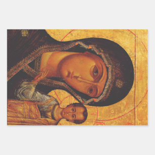 Feuille De Papier Cadeau Icône orthodoxe de Notre-Dame de Kazan