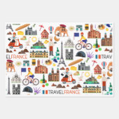 Feuille De Papier Cadeau Icônes de voyage France Design (Devant 3)
