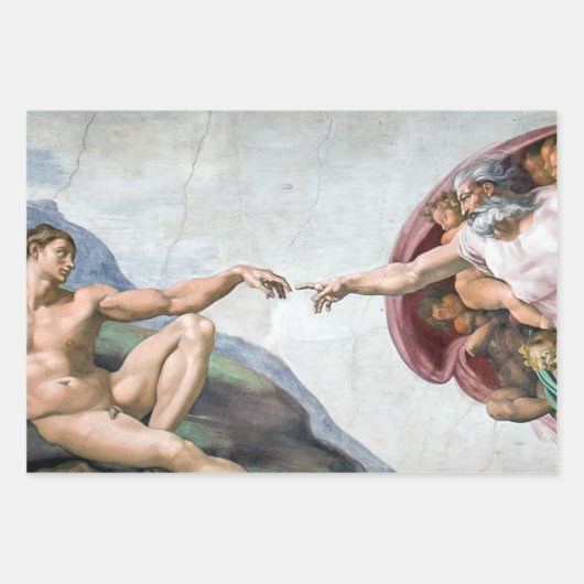 Feuille De Papier Cadeau Iconic Michelangelo Création de l'affiche Adam (Devant 3)