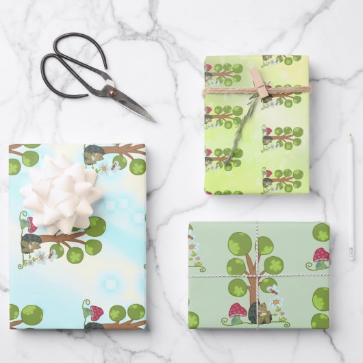 Feuille De Papier Cadeau Igel sous l'arbre (Recto)