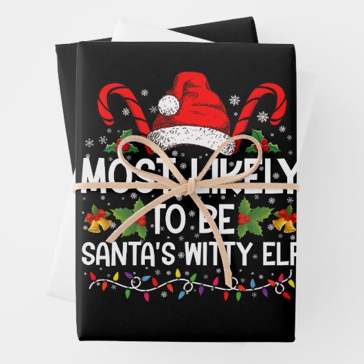 Feuille De Papier Cadeau Il Est Probable Que Père Noël Avec Un Elfe Noël (En situation)