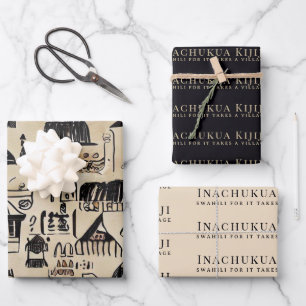 Feuille De Papier Cadeau Il faut un cadre tribal de village africain