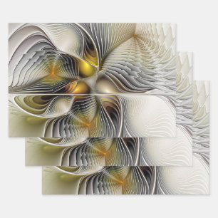Feuille De Papier Cadeau Illusion d'optique abstraite fractale 3D avec prof