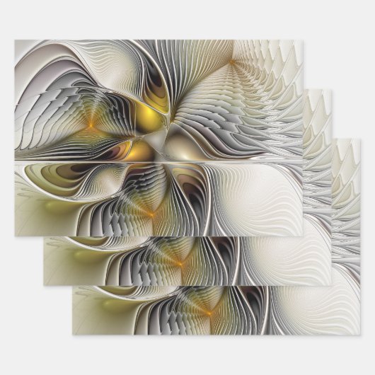 Feuille De Papier Cadeau Illusion Optique Abstrait 3D Fractal Avec Profonde (Lot)