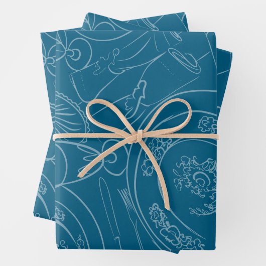 Feuille De Papier Cadeau Illustrated Brunch Tablescape (En situation)