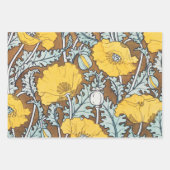Feuille De Papier Cadeau illustration d'art pavot fleur jaune (Devant 2)