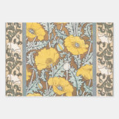 Feuille De Papier Cadeau illustration d'art pavot fleur jaune (Devant)