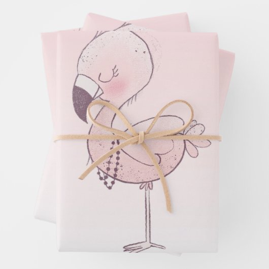 Feuille De Papier Cadeau Illustration de Flamant rose rose mou (En situation)