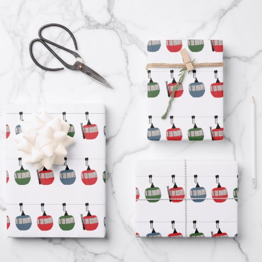 Feuille De Papier Cadeau Illustration de la remontée mécanique (Recto)