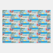 Feuille De Papier Cadeau Illustration de l'île de Sanibel en Floride (Devant)