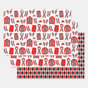 Feuille De Papier Cadeau Illustration de vêtements de Jacquard en rouge
