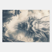 Feuille De Papier Cadeau Illustration du dragon chinois épique (Devant)