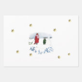 Feuille De Papier Cadeau Illustration Du Jour De Neige Du Renard Et Du Lapi (Devant 2)