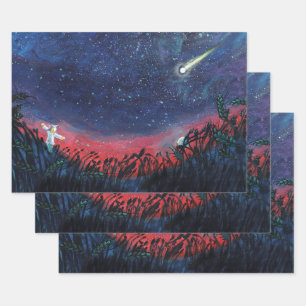 Feuille De Papier Cadeau Illustration d'une étoile de tir