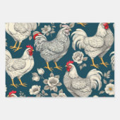 Feuille De Papier Cadeau Illustration vintage du poulet (Devant 2)