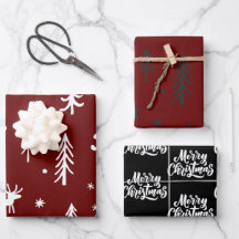 Illustrations Arbres blancs Motif de Noël rouge