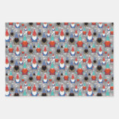 Feuille De Papier Cadeau Illustrations de flocon de neige des petits nomes  (Devant 3)