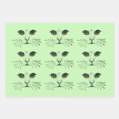 Feuille De Papier Cadeau Illustrations noires Chat face aux yeux verts Whis (Devant)