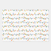 Feuille De Papier Cadeau Illustré feux de Noël rouge et vert (Devant)