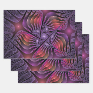 Feuille De Papier Cadeau Imaginaire coloré Abstrait moderne violet fractal