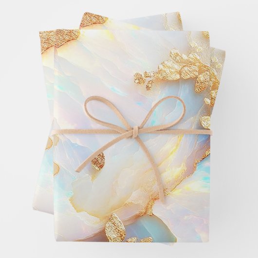 Feuille De Papier Cadeau Imaginaire cristal Opal Iridescente Holographique (En situation)