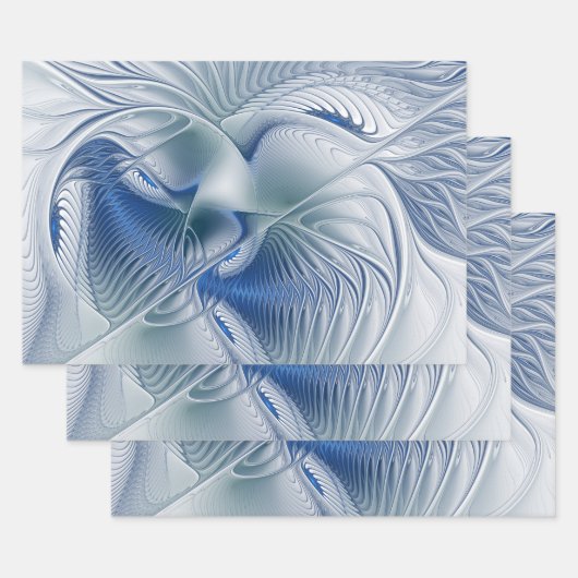 Feuille De Papier Cadeau Imaginaire dynamique tons bleus Abstraits Art frac (Lot)