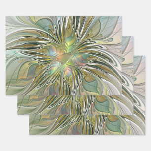 Feuille De Papier Cadeau Imaginaire Floral Fleur Art Fractal Moderne Avec O