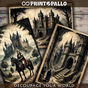 Feuille De Papier Cadeau Imaginaire horreur château médiéval et reine