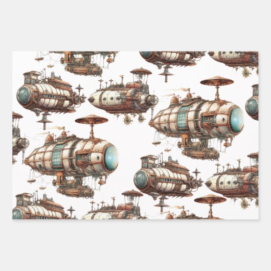 Feuille De Papier Cadeau Imaginaire industriel Steampunk (Devant 2)