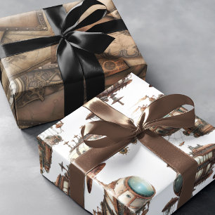 Feuille De Papier Cadeau Imaginaire industriel Steampunk