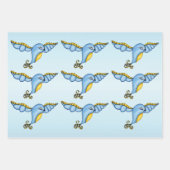 Feuille De Papier Cadeau Imaginaire Joli Flying Bluebird Yellow Scroll Tail (Devant 3)