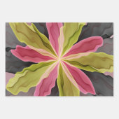 Feuille De Papier Cadeau Imaginaire rose vert anthracite Fleur Fractal Art (Devant 2)