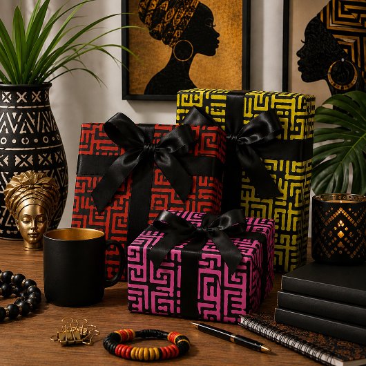 Feuille De Papier Cadeau Impression africaine colorée