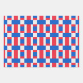 Feuille De Papier Cadeau Impression Blocée Rouge Blanc Et Bleu (Devant)