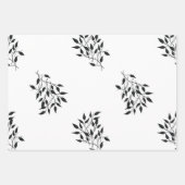 Feuille De Papier Cadeau Impression botanique noir blanc (Devant 3)