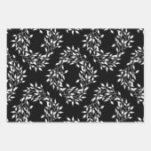 Feuille De Papier Cadeau Impression botanique noir blanc (Devant)