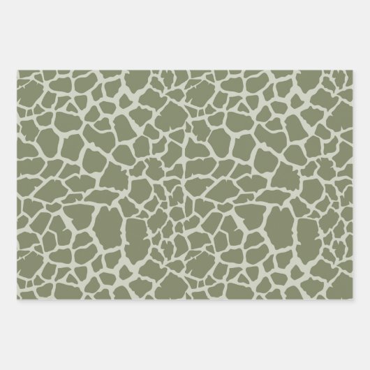Feuille De Papier Cadeau Impression de girafe verte Sage (Devant 3)