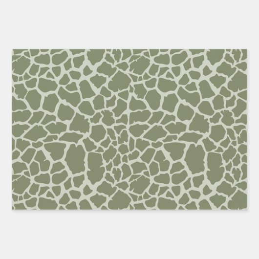 Feuille De Papier Cadeau Impression de girafe verte Sage (Devant 2)