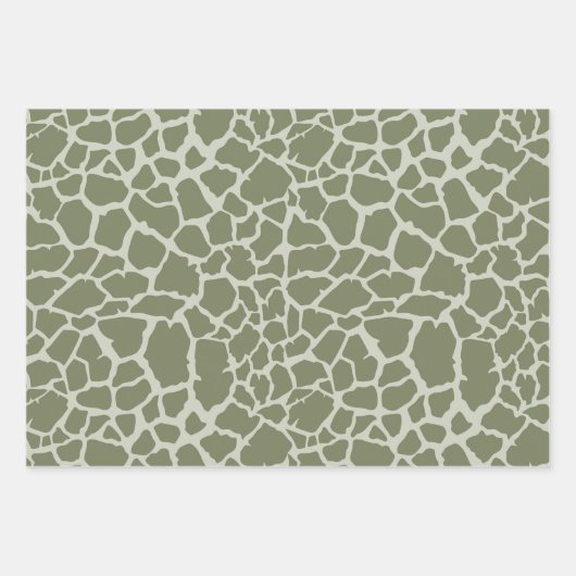 Feuille De Papier Cadeau Impression de girafe verte Sage (Devant)