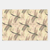Feuille De Papier Cadeau Impression de libellules vintages (Devant 3)