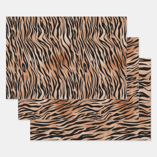 Feuille De Papier Cadeau Impression de tigre orange noir (Lot)