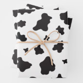 Feuille De Papier Cadeau Impression de vache noir et blanc (En situation)